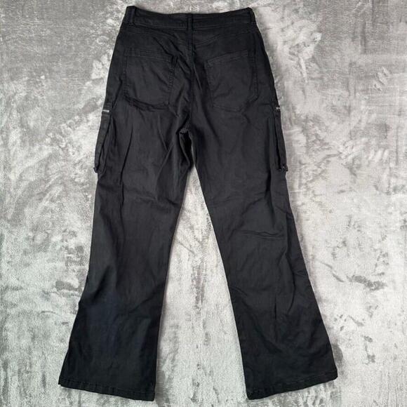 Forever 21 Cargo Pants Womens Large Black Zipper Skater Rockstar Grunge Y2K - Picture 2 of 12